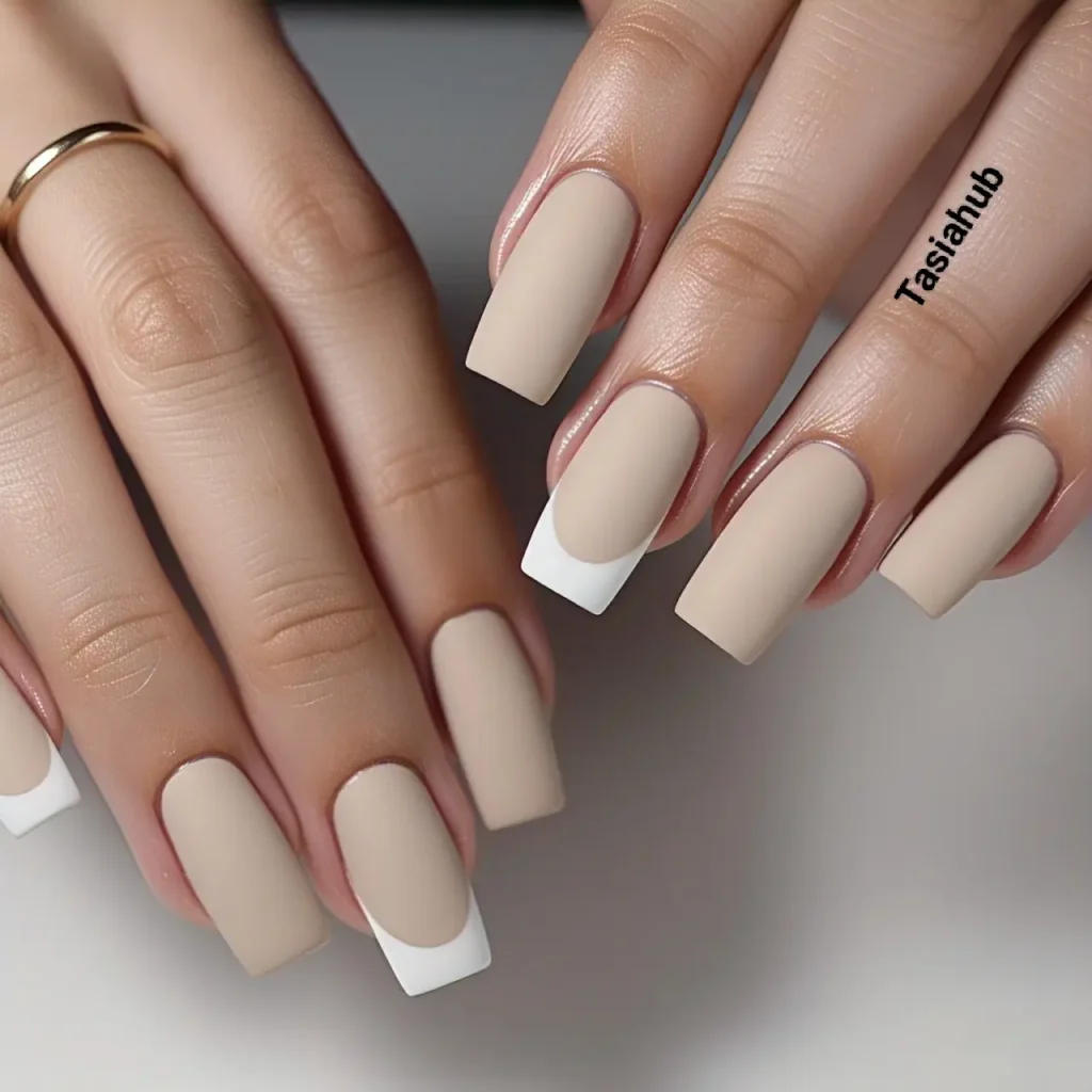 matte french tips with velvet
