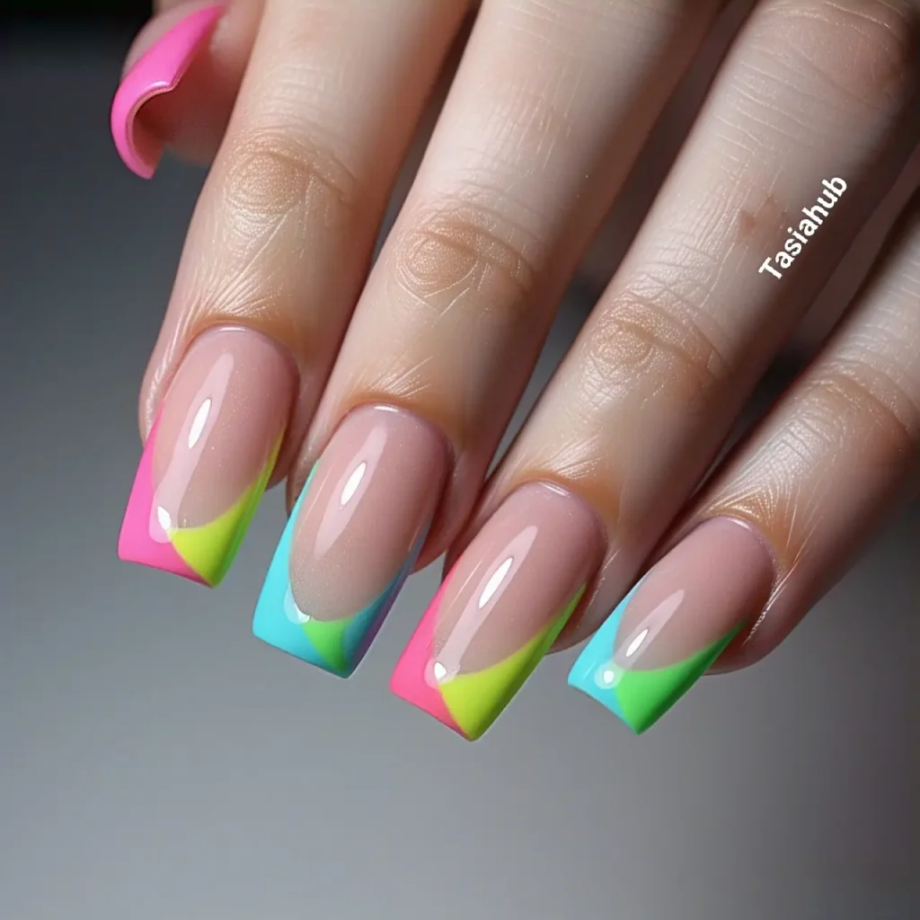 neon pop french tips