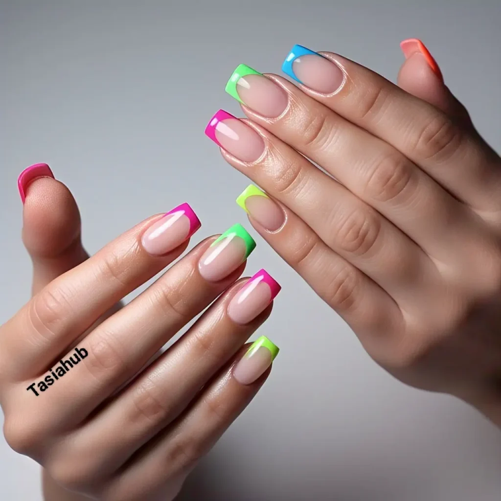 neon pop french tips 2