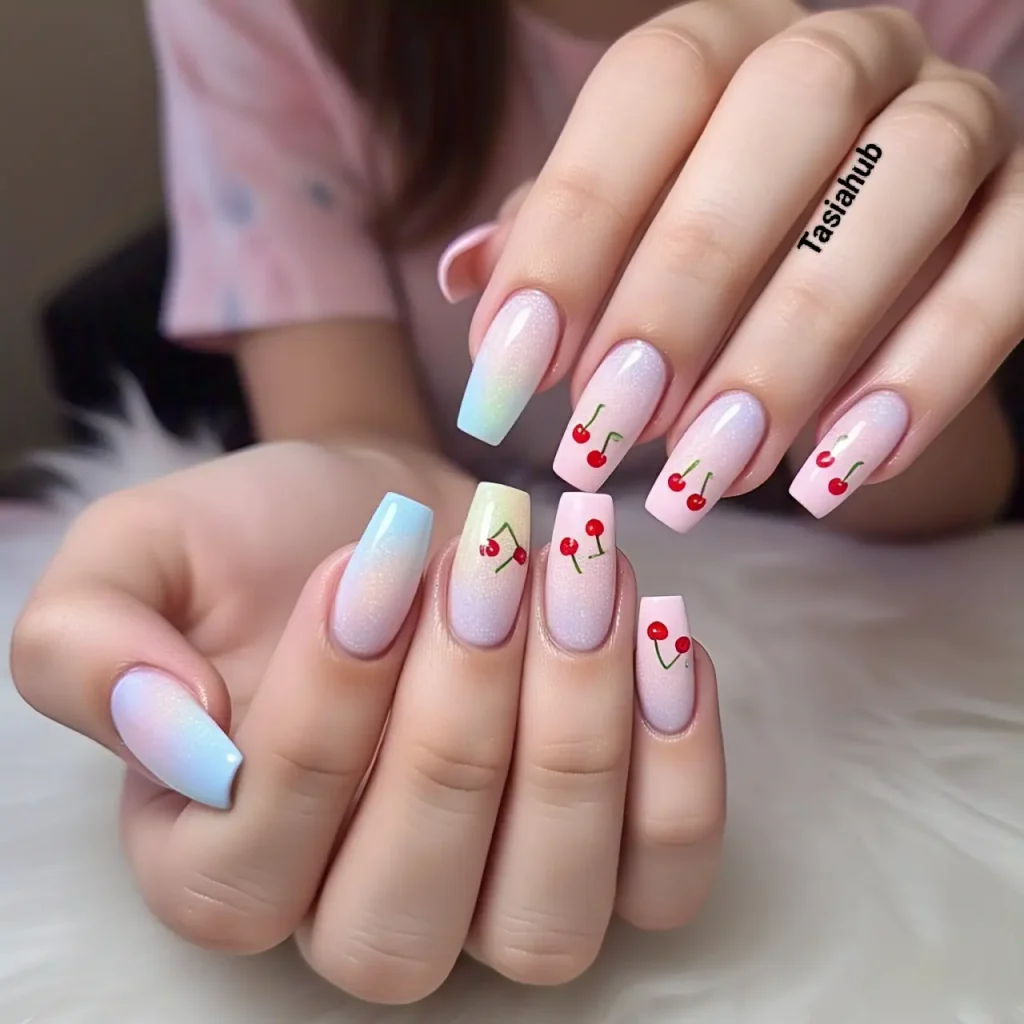 pastel cherry nails 2