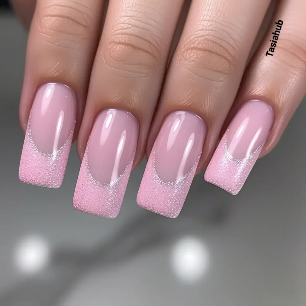 pastel petal with glitter french tips 2