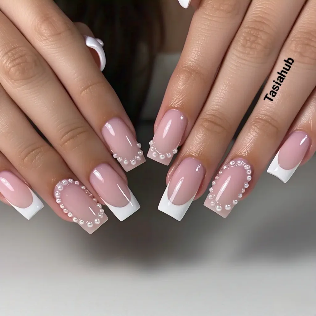 pearl embellished french tips