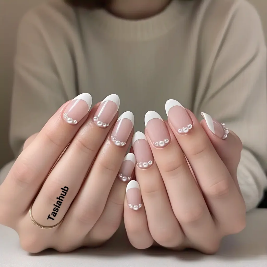 pearl embellished french tips 2