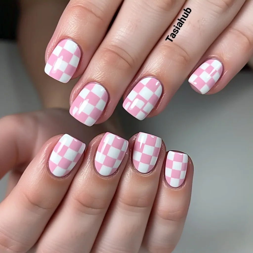 pink and white checkerboard