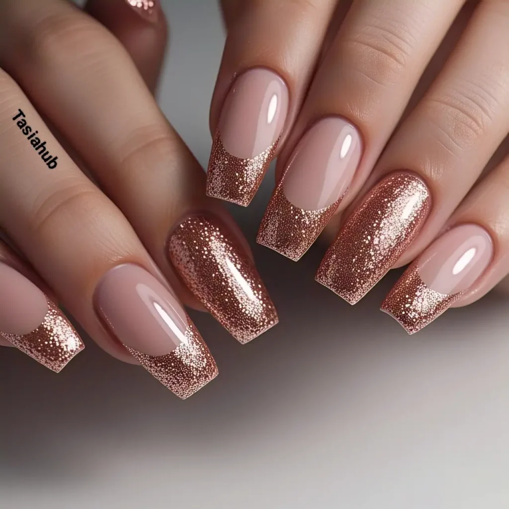 soft nude pink with rose gold tips