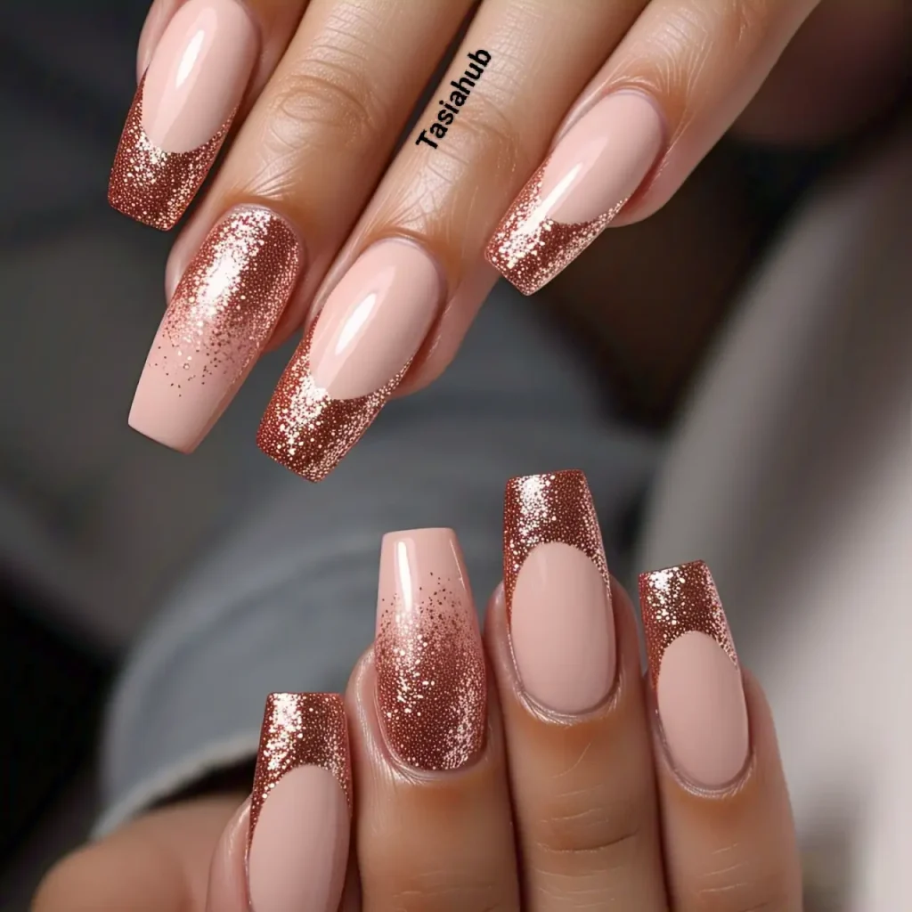 soft nude pink with rose gold tips 2
