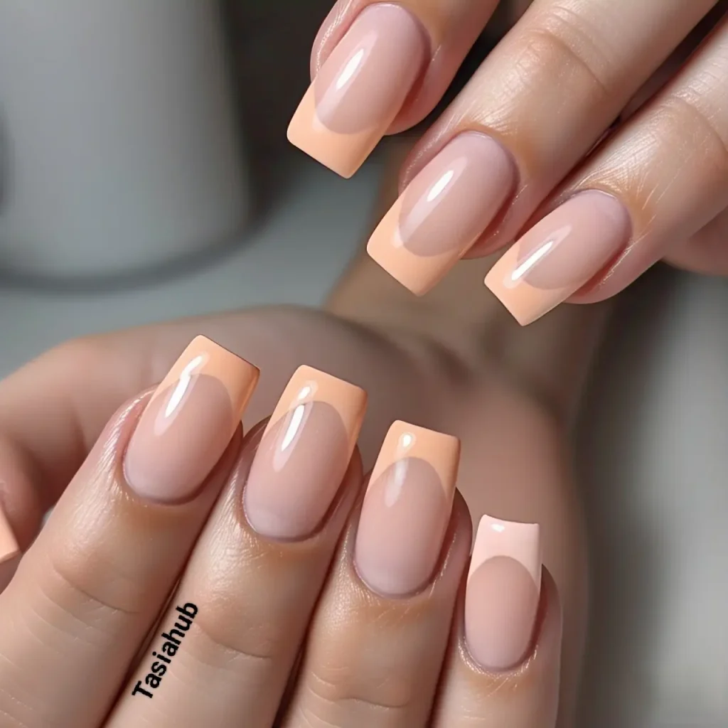soft peach french tips