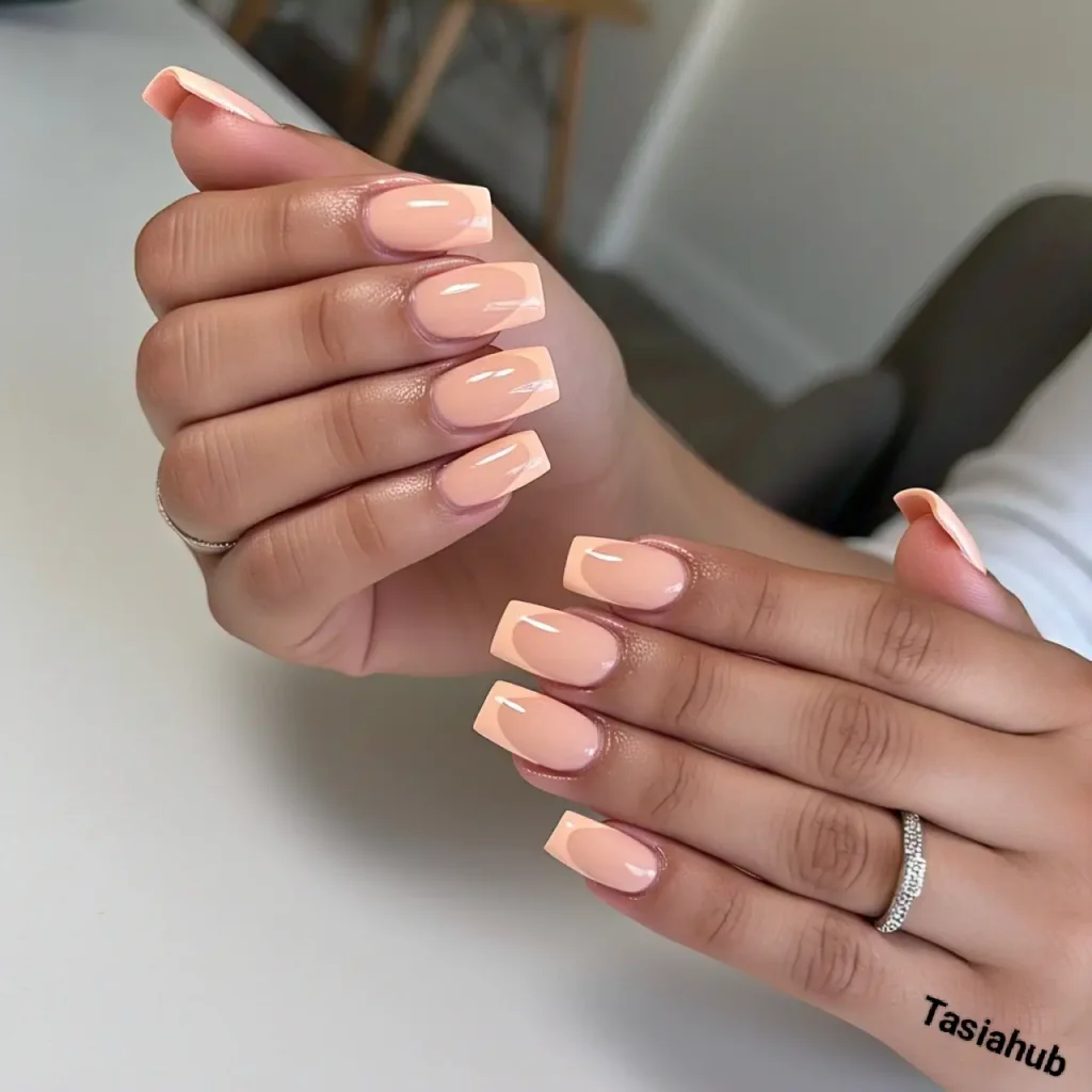 soft peach french tips 2