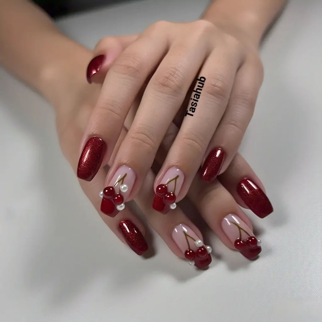 velvet cherry nails