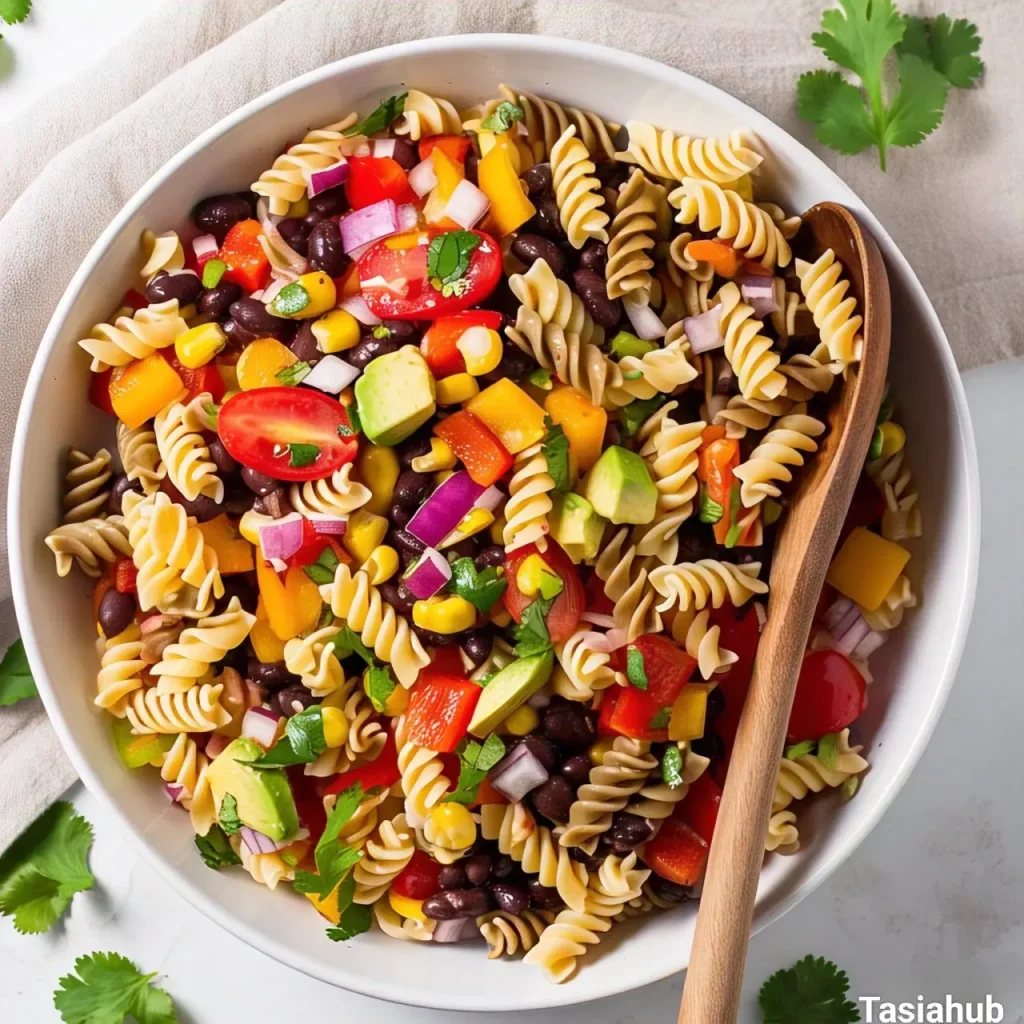 A bowl of Mexican pasta salad
