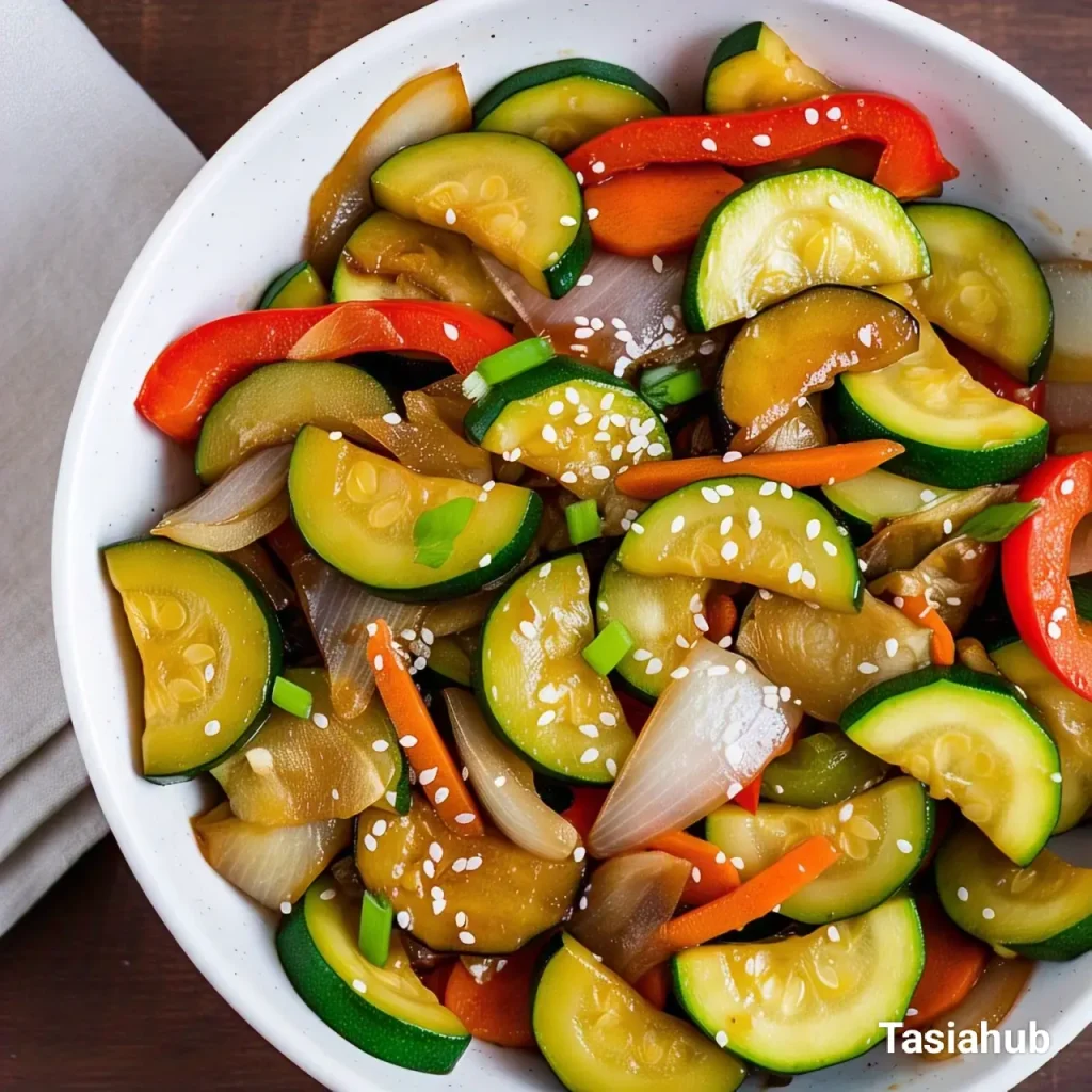 A bowl of Zucchini stir fry recipe