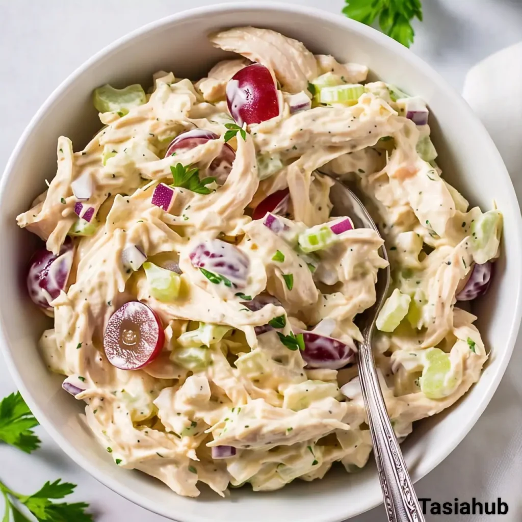 A bowl of chicken salad