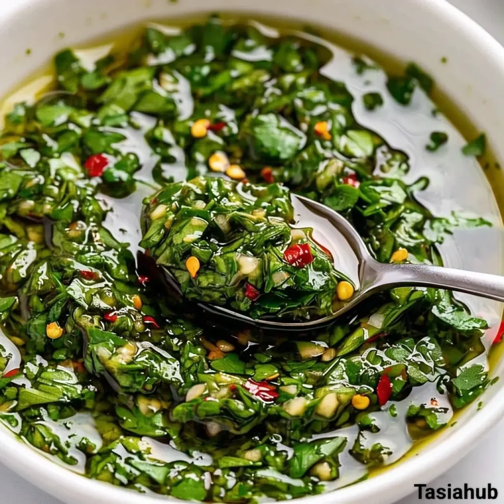 A bowl of chimichurri sauce