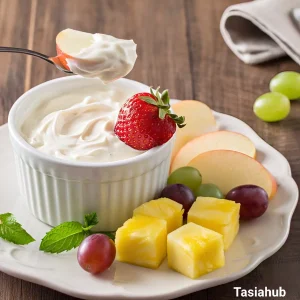A bowl of cream cheese fruit dip