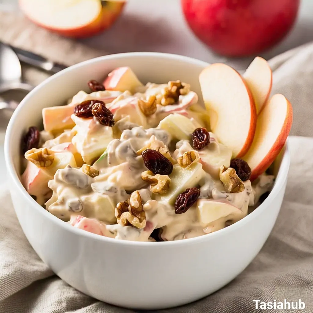 A bowl of creamy apple salad