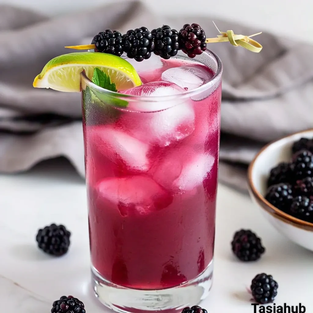 A glass of blackberry mocktail