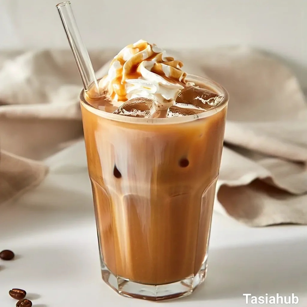 A glass of sweet iced coffee