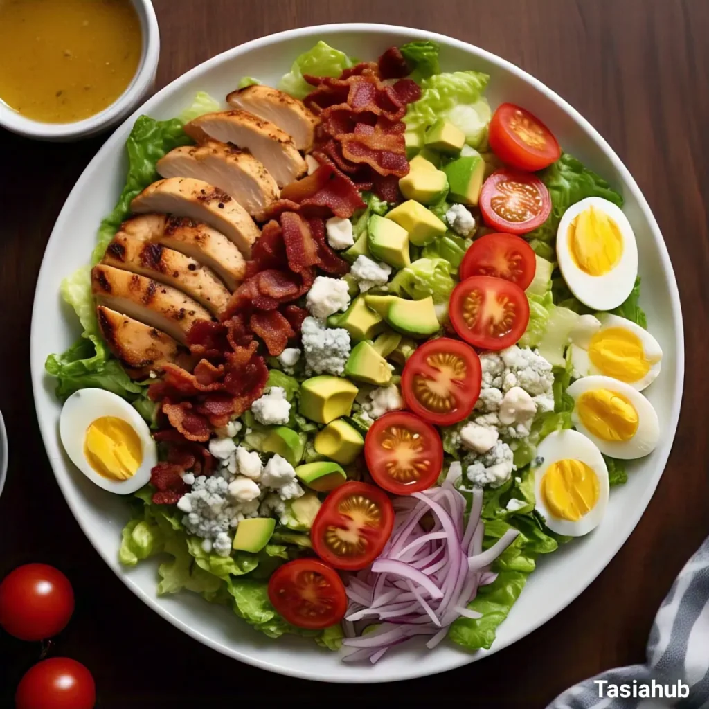 A platter of grilled chicken Cobb salad