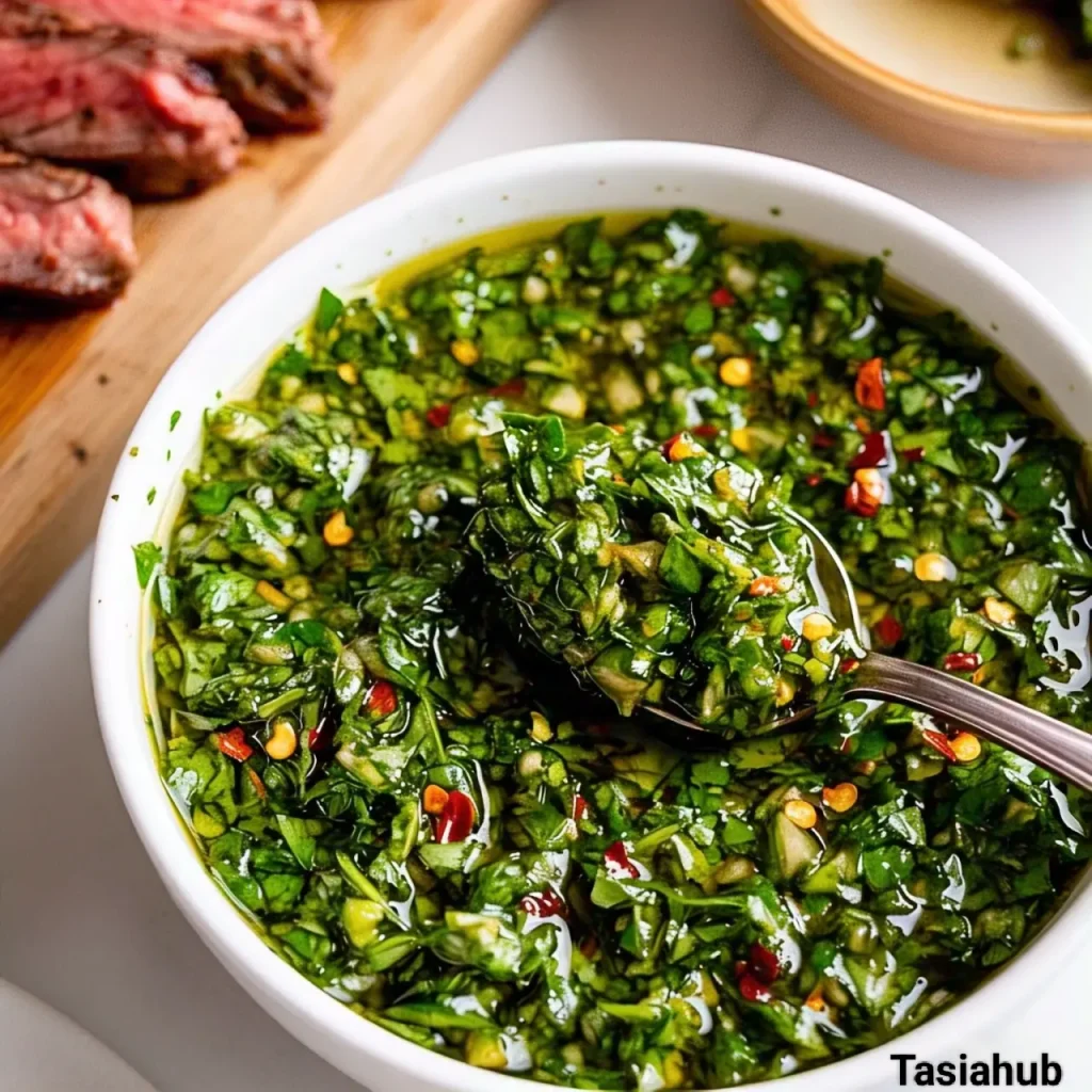 A serving of chimichurri sauce