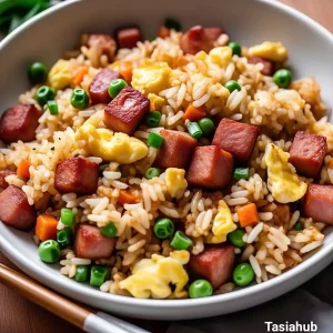 A bowl of spam fried rice