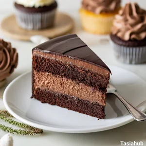 A slice of chocolate mousse cake