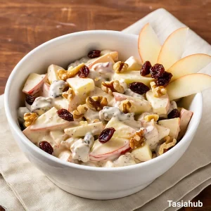 A bowl of creamy apple salad