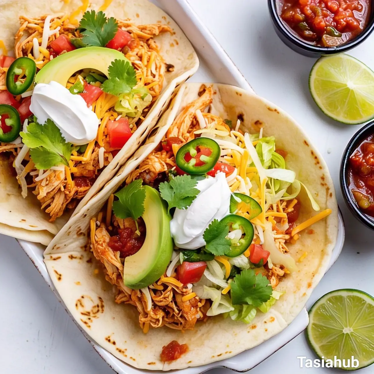 Crockpot shredded chicken tacos