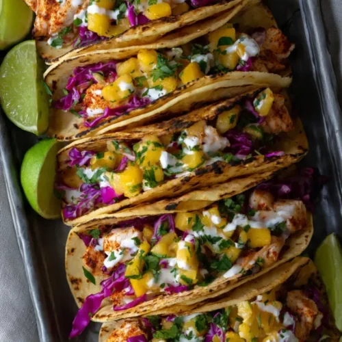 Fish tacos with mango salsa