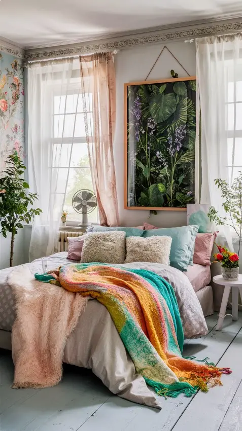 Summer Bedroom Decor The room features a soft light colored palette with a mix of pastel hues creating a serene and refreshing atmosphere