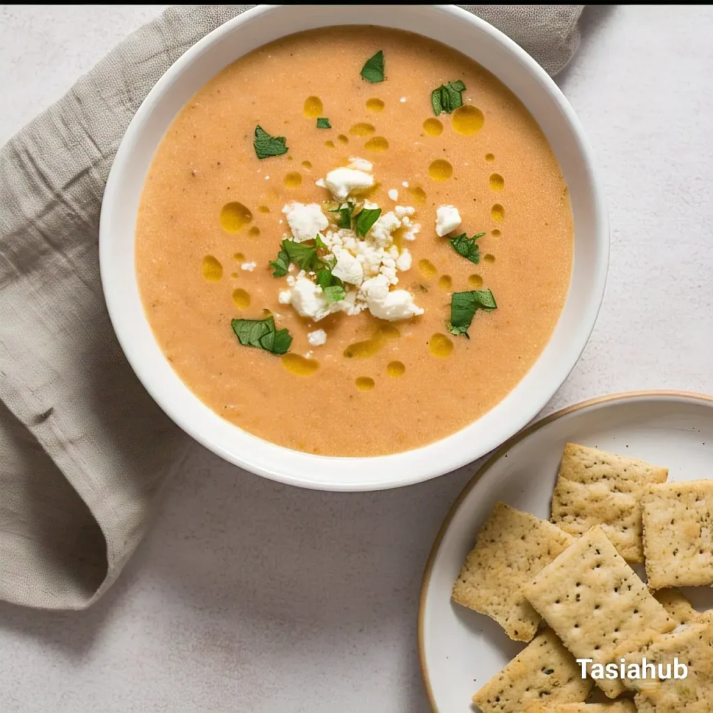 Summer soup served in a white bowl