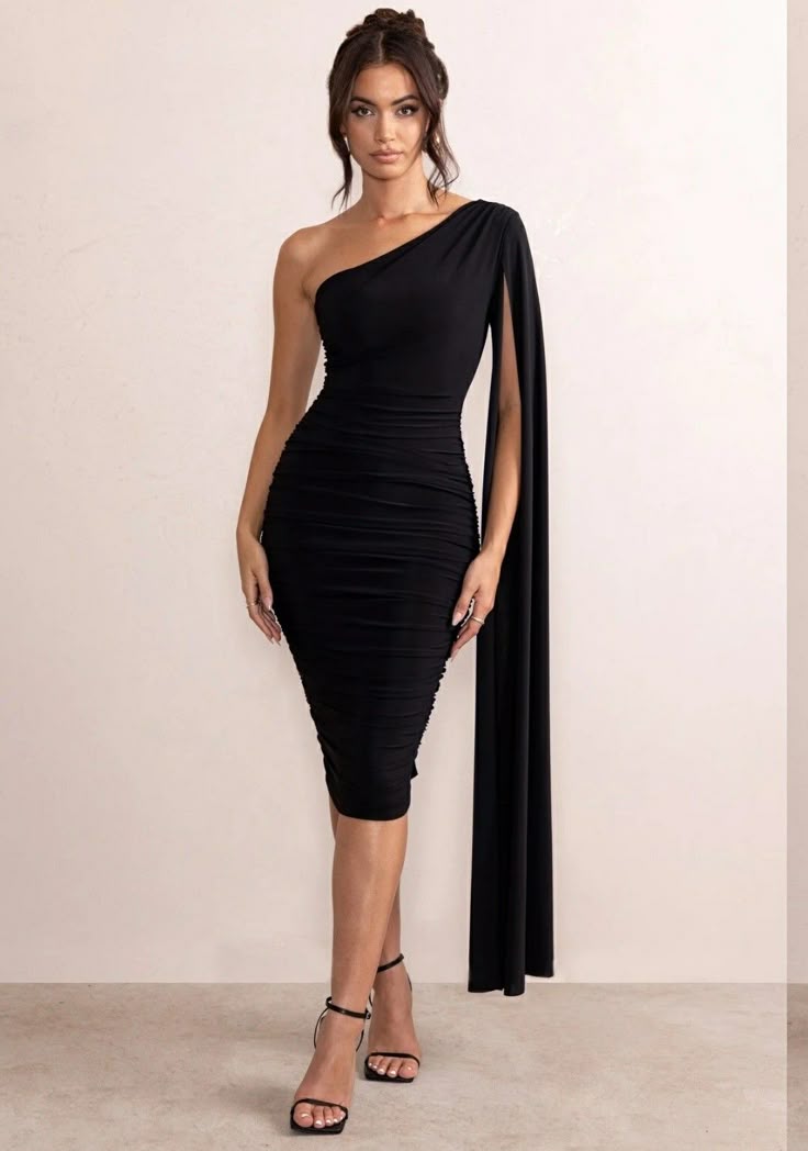 Classy black wedding guest dress designs