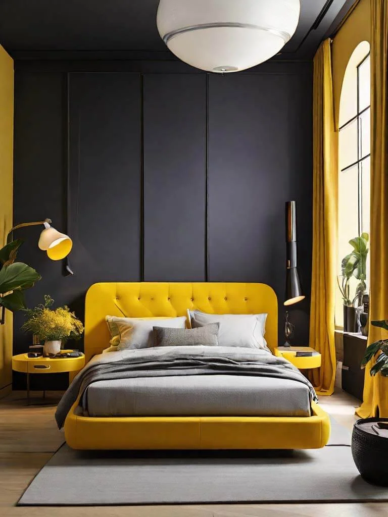 black yellow decor