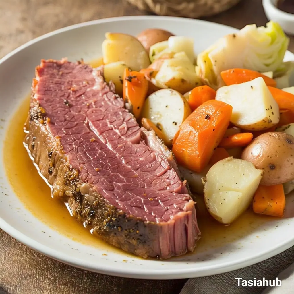 corned beef and cabbage on a plate