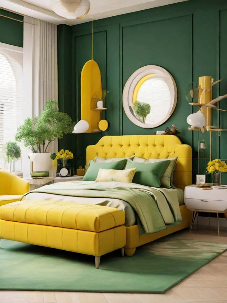 green yellow bedroom combo