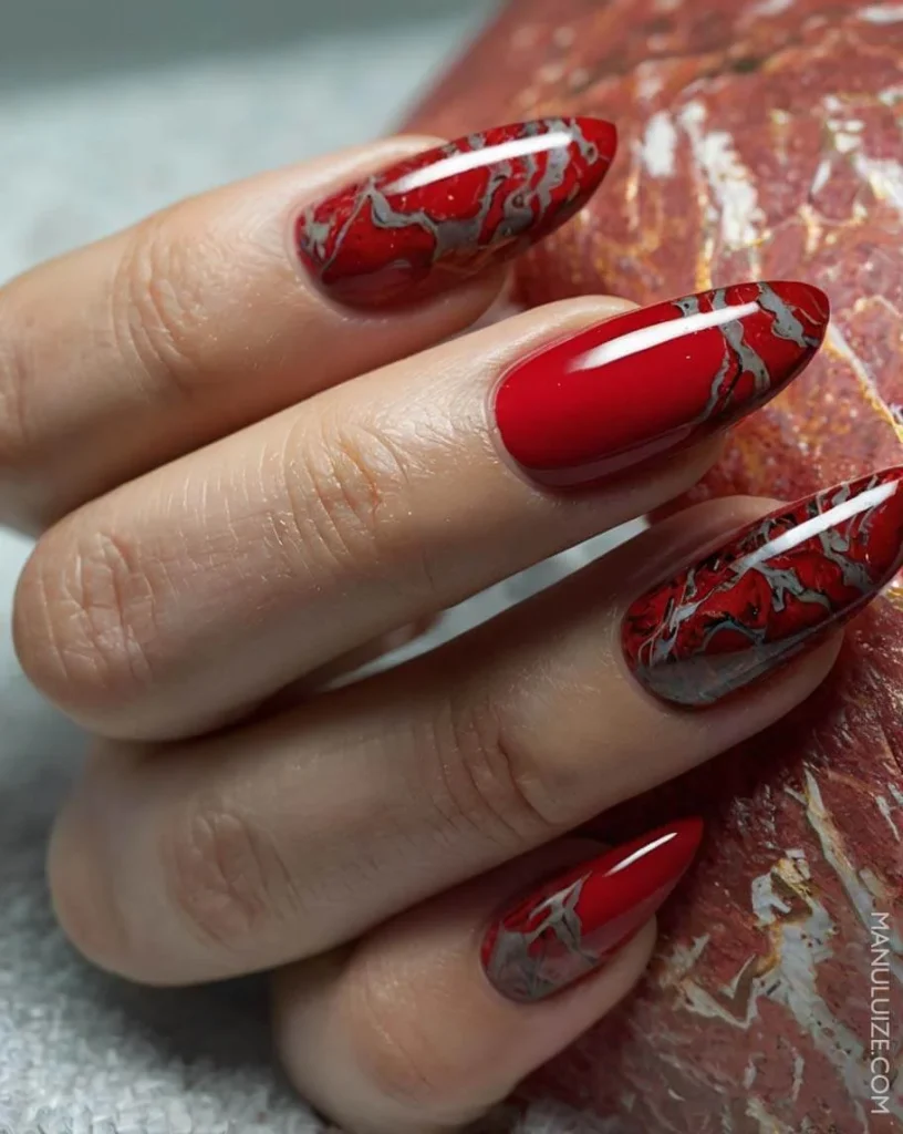 nail art marmo rosso
