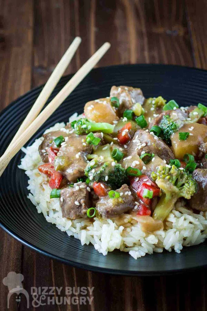 slow cooker beef teriyaki title pin