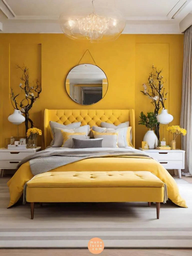 yellow modern bed