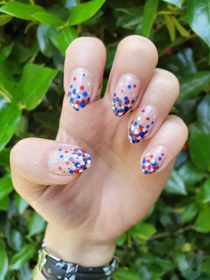 4th of july Polka Dots nails