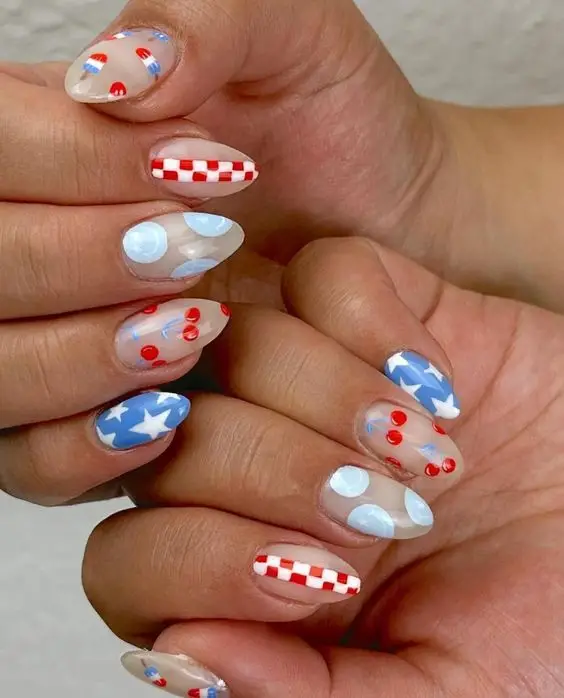 4th of july nails Checkered Flag
