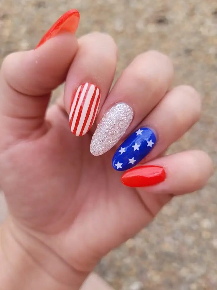 4th of july nails stripes and stars
