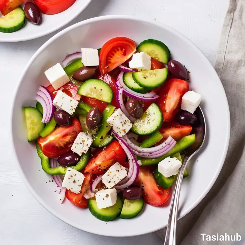 A bowl of Greek salad