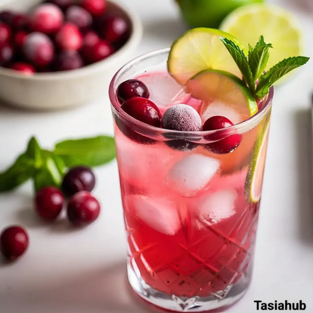 A glass of cranberry mocktail