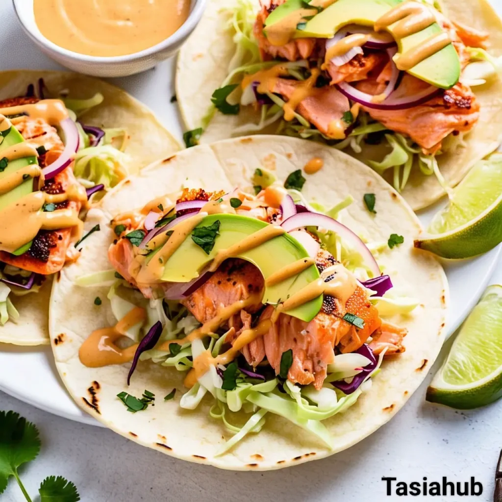 A platter of salmon tacos