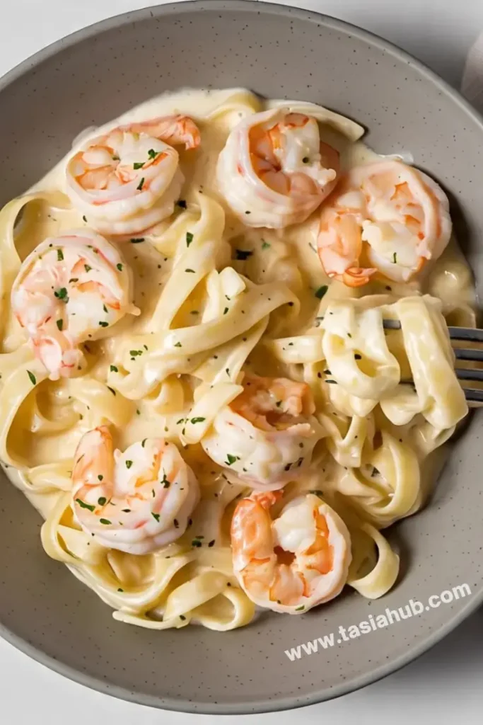 Creamy fettuccine and shrimp