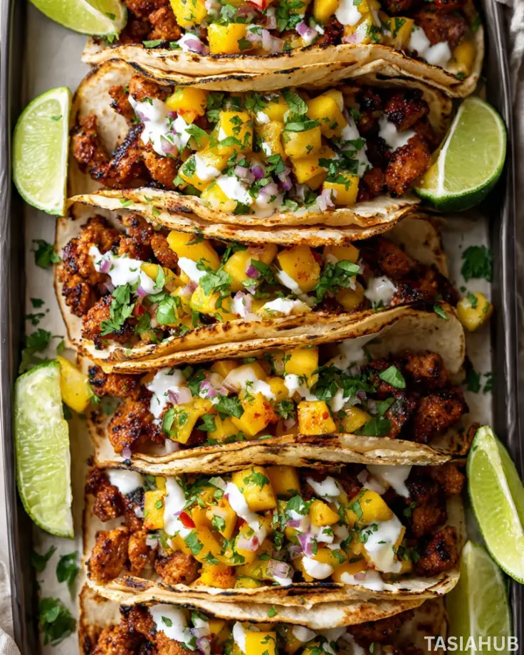 Pork tacos with mango salsa