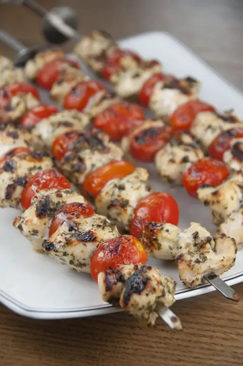Grilled Pesto Chicken and Tomato Kabobs recipe 1