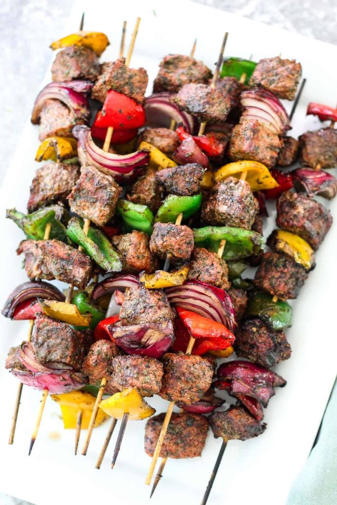 Grilled beef kebabs