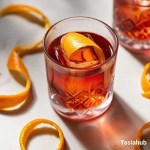 A glass of negroni cocktail