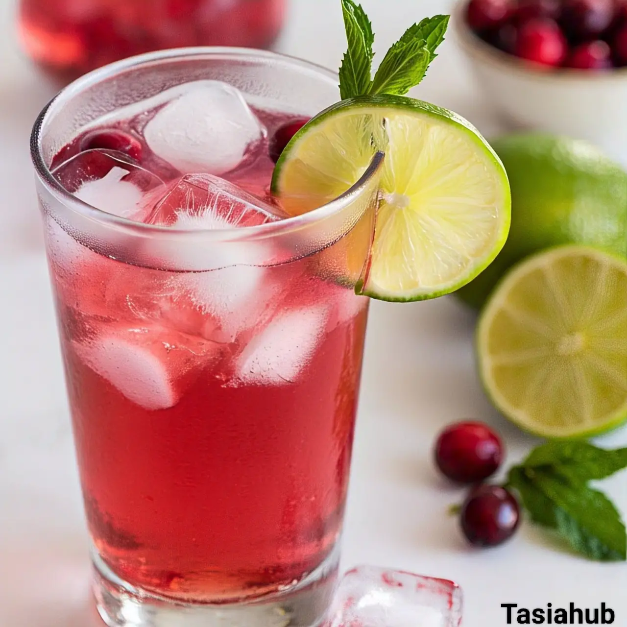 A glass of cranberry mocktail