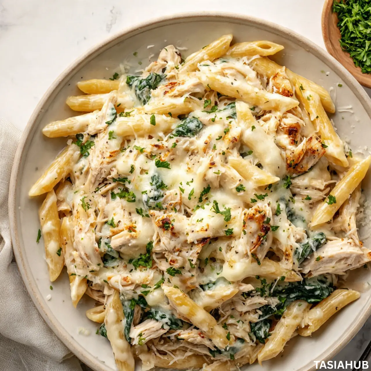 Chicken Alfredo bake